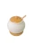 White ceramic honey jar with bamboo lid wedding favor for elegant weddings and bridal showers