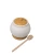 Small ceramic honey jar favor with bamboo lid for wedding guest gifts and events