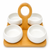 White porcelain 4 section appetizer serving dish with bamboo base wedding favor gift