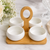Elegant porcelain heart shaped appetizer bowls with bamboo tray for wedding favors and bridal showers
