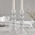 Elegant crystal candlestick holders displayed for wedding favors, bridal shower celebrations, and baptism events