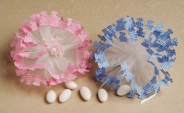 Pink/Blue Gingham Netting 9" 25 pcs bag