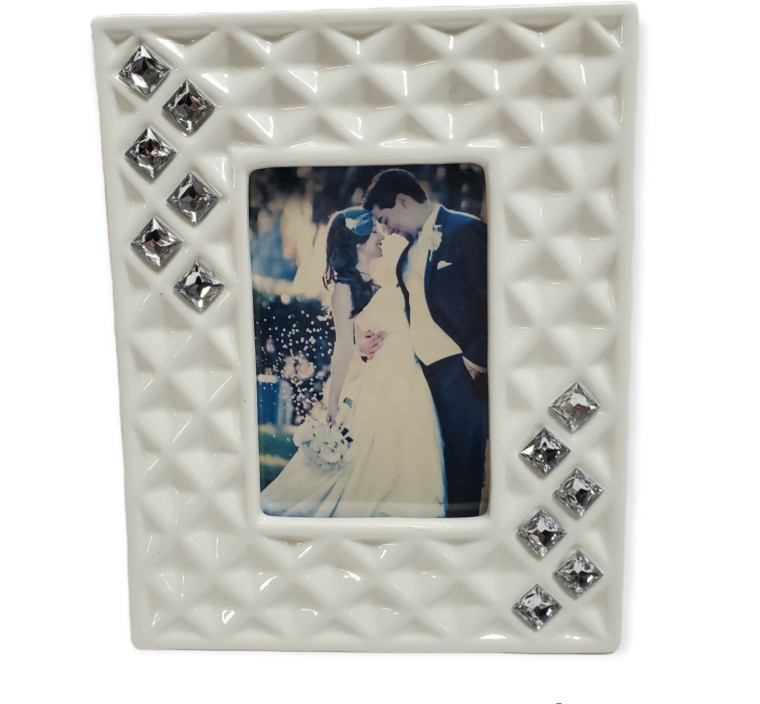 Italian Porcelain Picture Frame Encrusted with Diamond