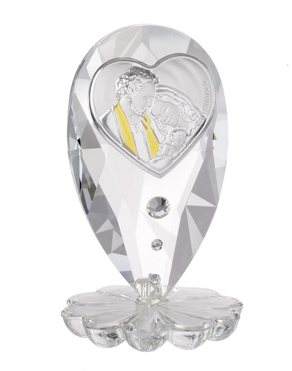 Holy Family in 925 Silver on Italian Crystal Base