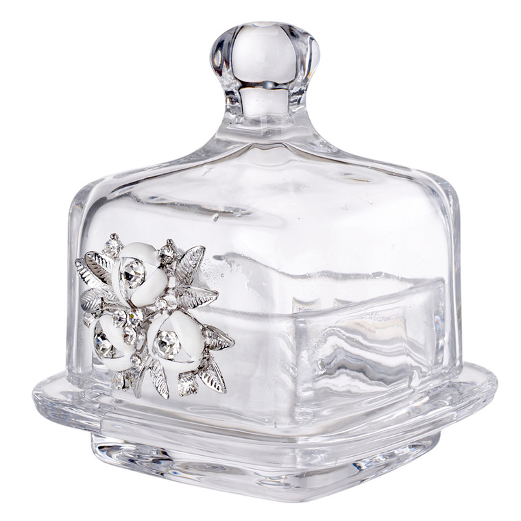 Italian Crystal Trinket Box with Swarovski Crystal Brooch