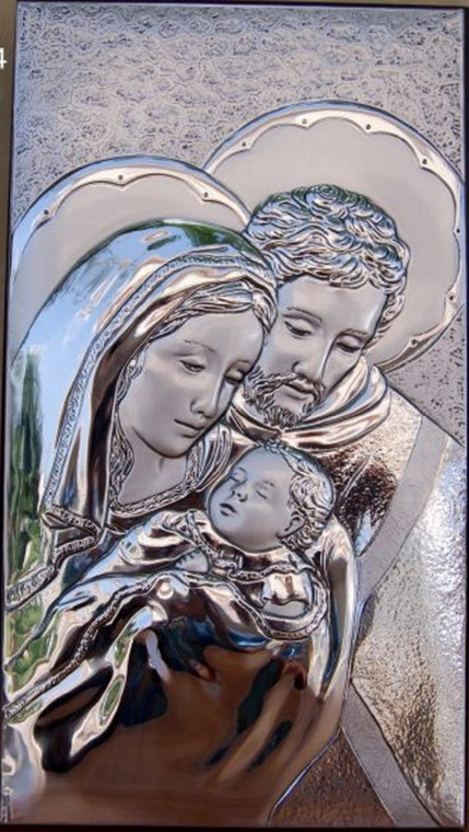 Italian Holy Family 925 Silver Argento Italy Wall Or Dresser Plaque
