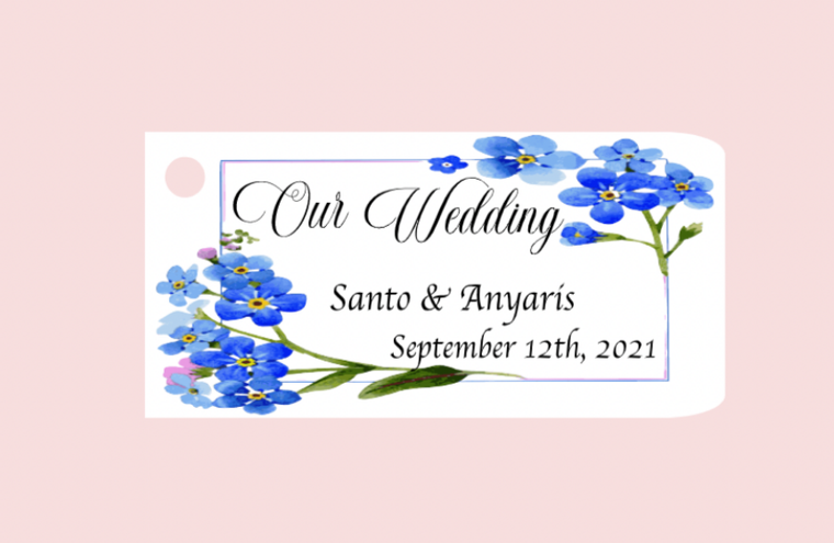 Wedding Favor Tags Blue Flowers