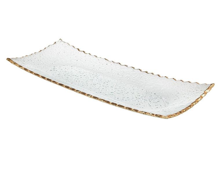 Crystal Tray Gold Edge 14" x 6" Inches