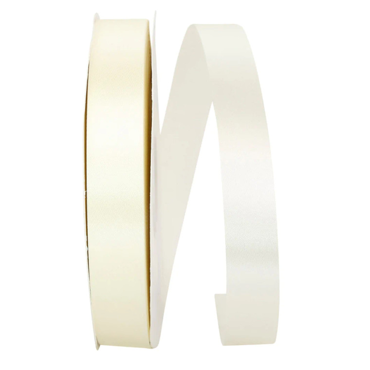 Ivory Satin Ribbon Single Face 1/2 inch 100 Yards
