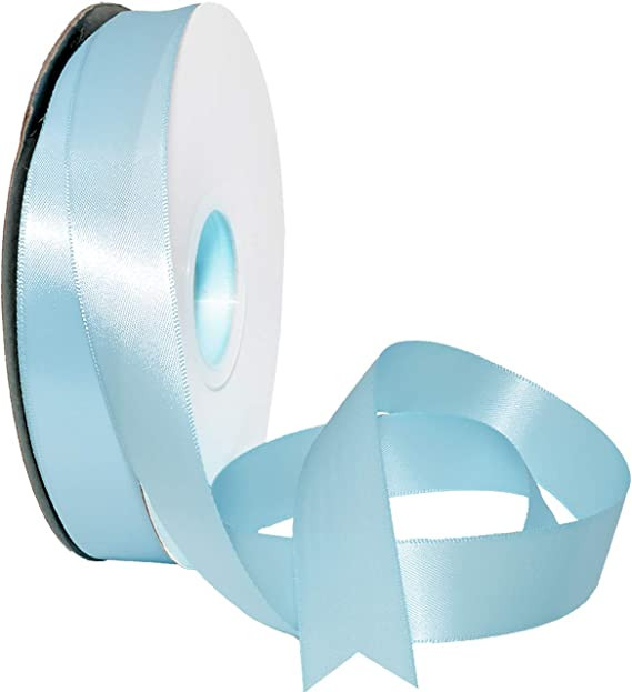 Satin Ribbon Single Face Light Blue 1/2 inch 100 Yards