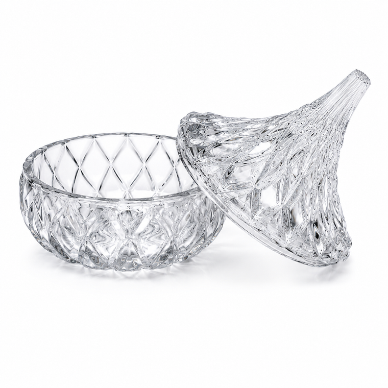Crystal Hershey Kiss Candy Dish with Lid for Elegant Wedding and Bridal Shower Favors