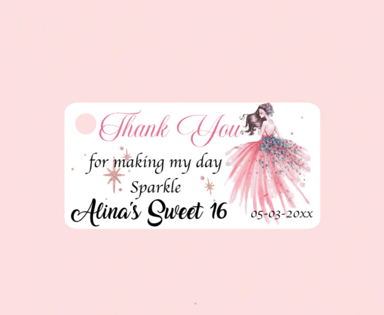    Sweet 16th and Quinceañera Favor Tags