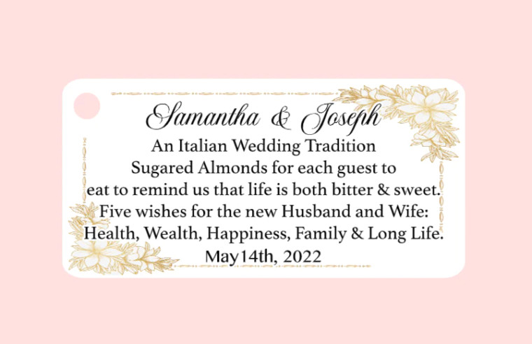    Sugared Almonds Favor Tag with Story 