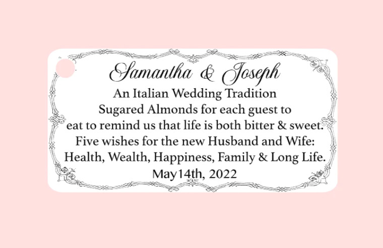 Sugared Almonds Favor Tag with Story 