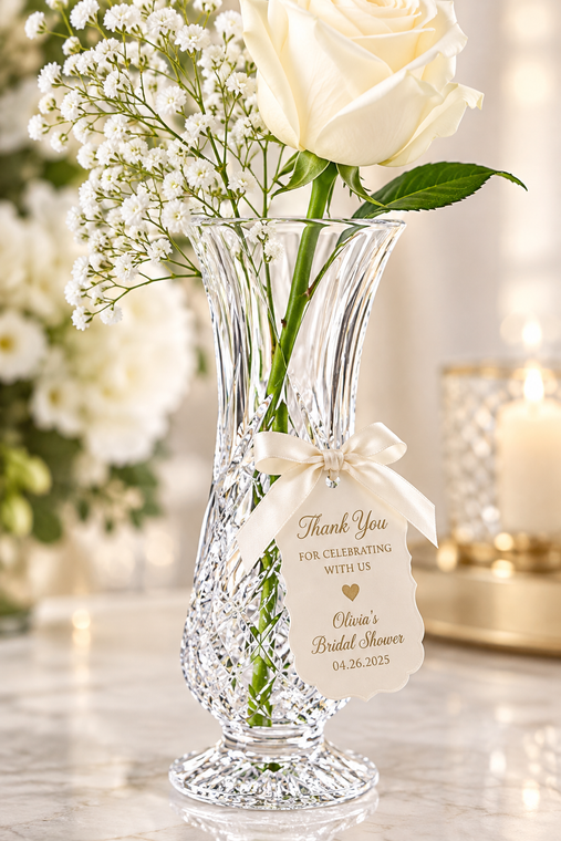 Crystal 8 inch bud Vase perfect for bridal shower and wedding favors