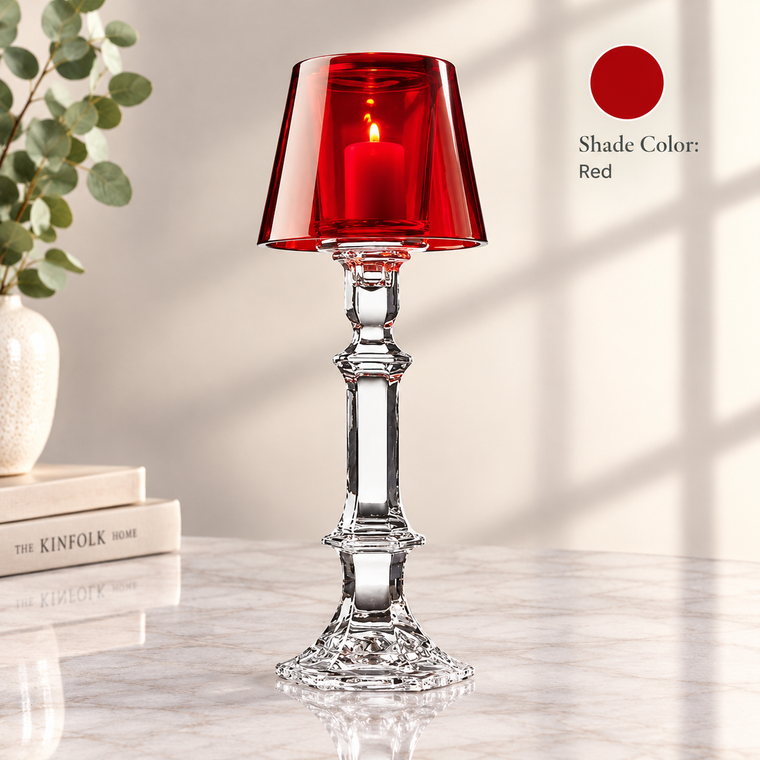 Red crystal candle holder for elegant wedding centerpieces and corporate gifts