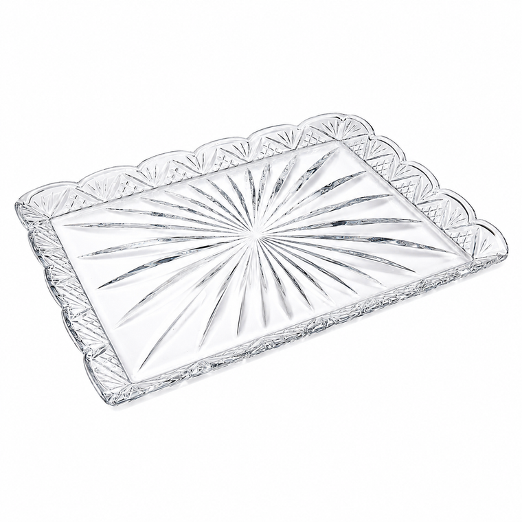 Large scalloped edge crystal platter wedding favor gift for elegant weddings and bridal showers