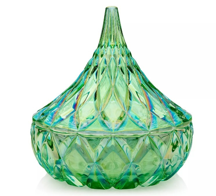 Covered Candy Dish Hershey Kiss Green