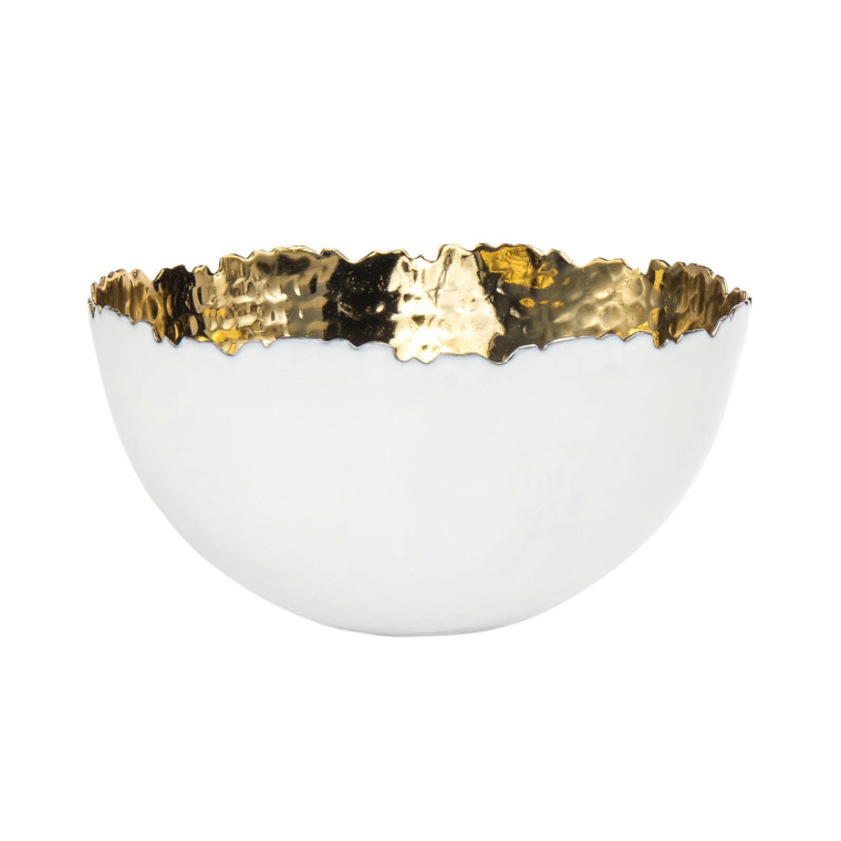 Fruit Bowl Munro White & Gold Hammered