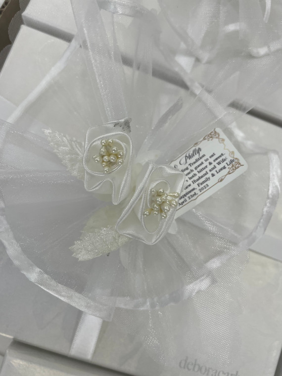 White Satin Square Organza
