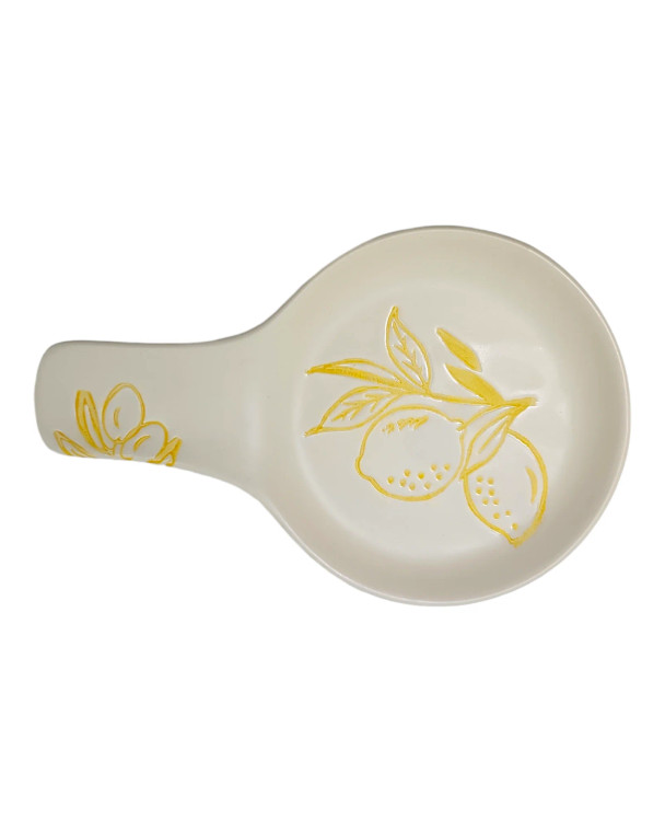 Delightful white and yellow spoon adorned with a lemon design, ideal for wedding favors to add a special touch.