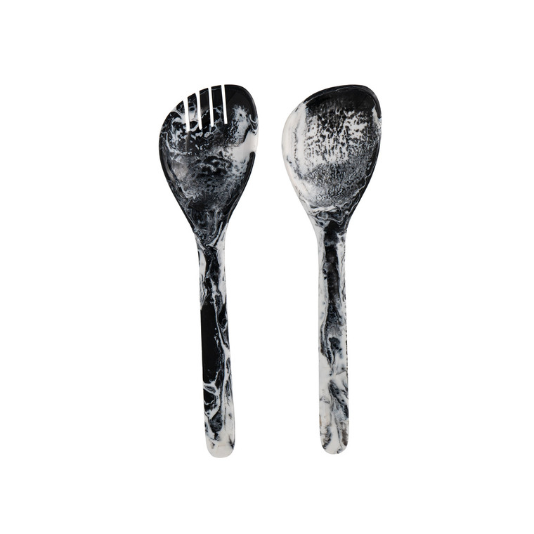 Stylish black and white marble salad serving spoons, a delightful wedding favor that adds charm and functionality to any event.