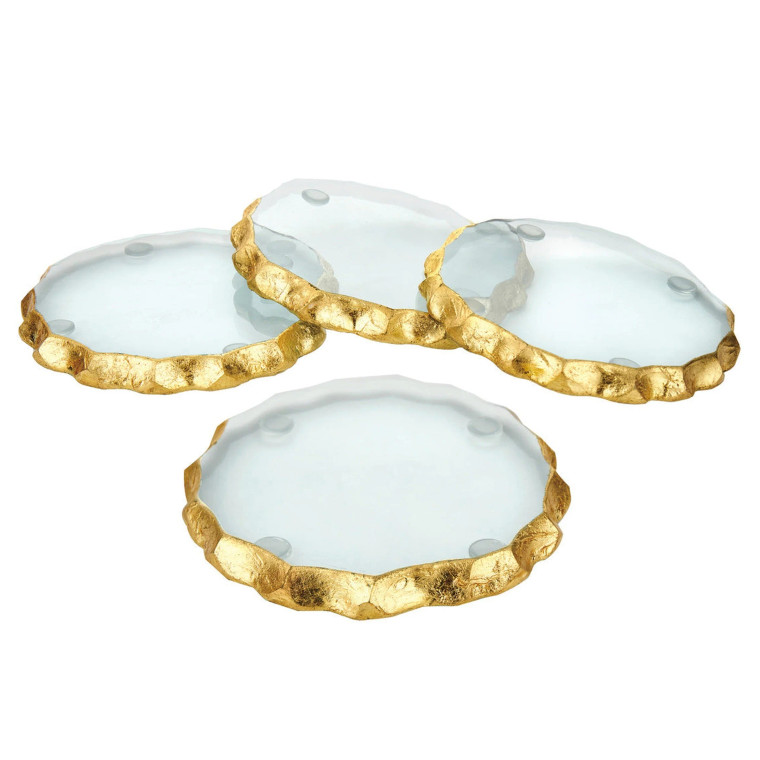 A crystal gold edge, wine coaster perfect for wedding favors and bridal showers favors