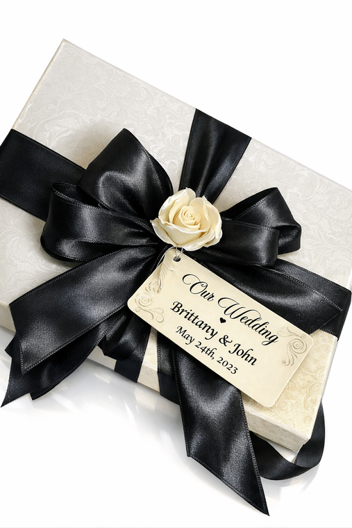 A black double bow  with Porcelain flower for wedding favor And bridal shower decoration