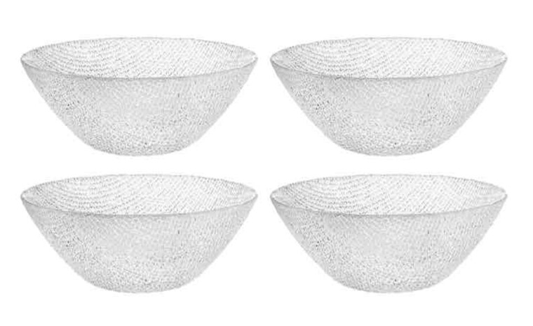 an image of four elegant crystal bowls, perfect for wedding wedding and bridal shower favors