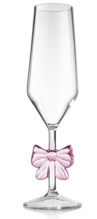 Pink Acrylic Champagne Wine Glass with Bow