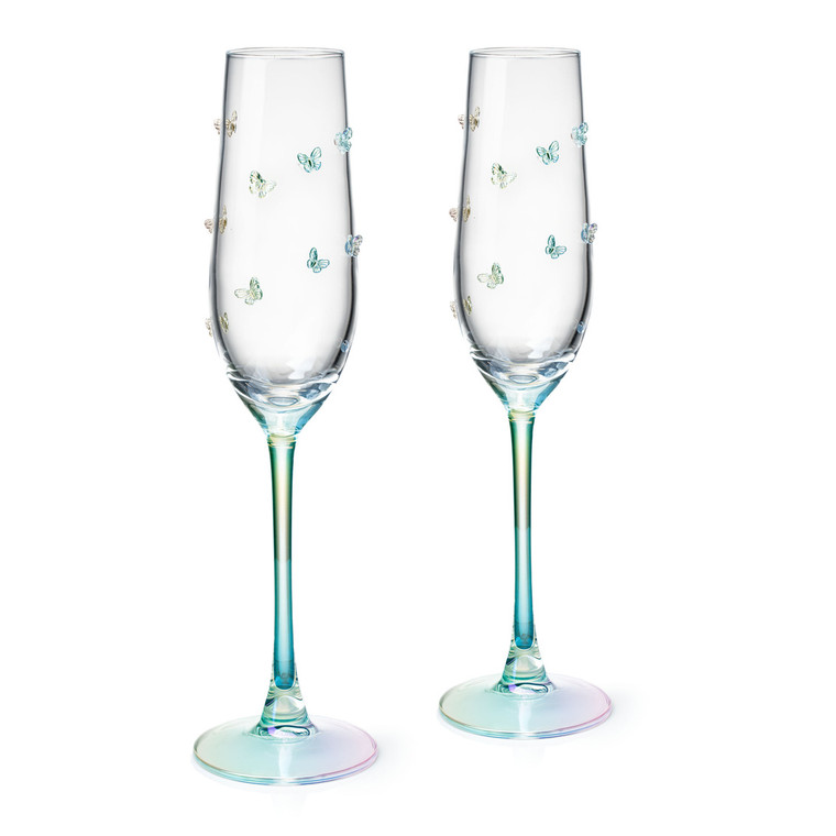 Crystal Butterfly Champagne Flute Set