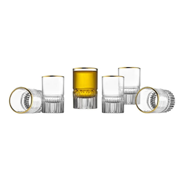 Gold rim crystal shot glasses for wedding favors and bridal shower celebrations