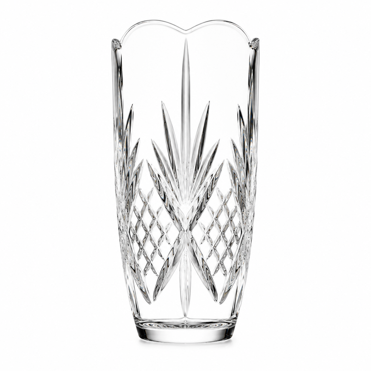Scalloped clear crystal flower vase wedding favor gift with elegant cut glass design for weddings and anniversaries