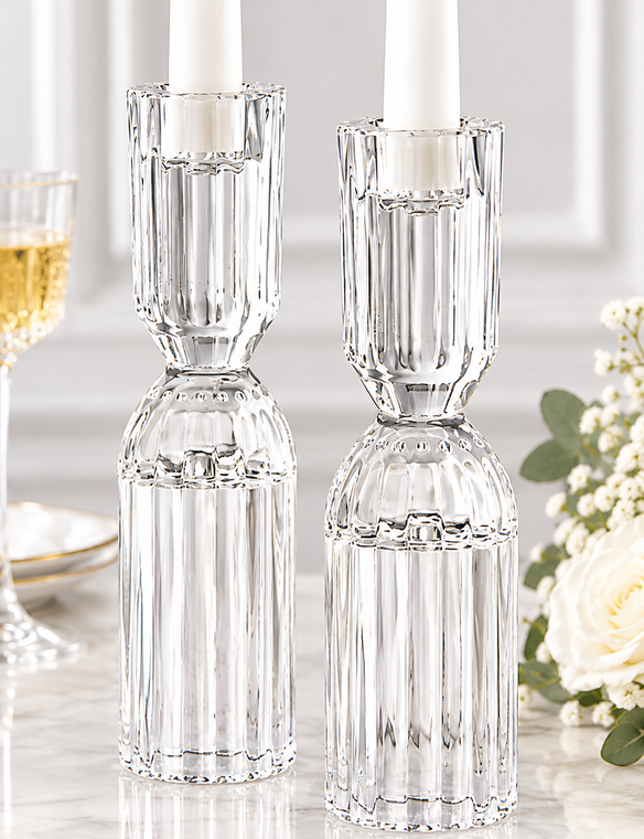 Crystal candle holder set for wedding favors, bridal shower favors and baptism favors