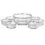 Crystal Salad Bowls Silver Trim 7 Piece Set