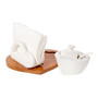 Sugar And Napkin Holder White Porcelain Bamboo (Gift)