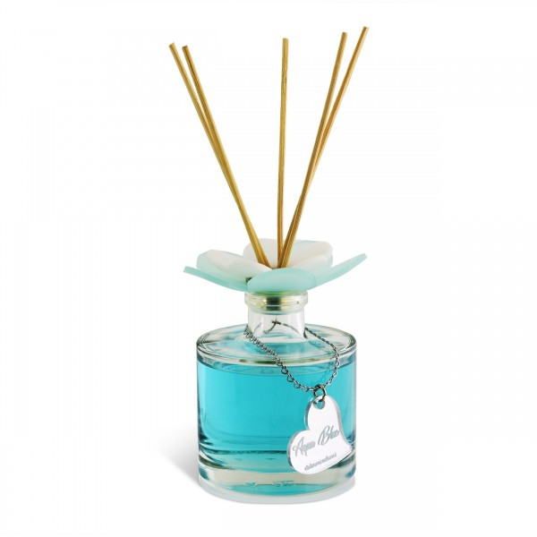 Decorative  Reed Diffuser with Plexiglas's Flower Top Aqua Blue