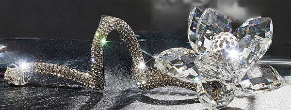 Crystal  Flower Beaded Swarovski  with Stem