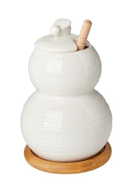 Honey Jar And Dripper White Porcelain
