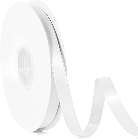 White Satin Ribbon Single Face 1/2 inch 100 Yard
