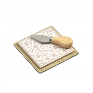 Cheese Cutting Board With Knife Hearts Decor
