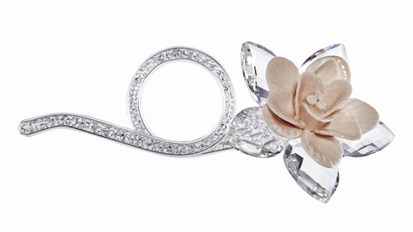 Crystal Beaded Swarovski Flower with Stem Porcelain