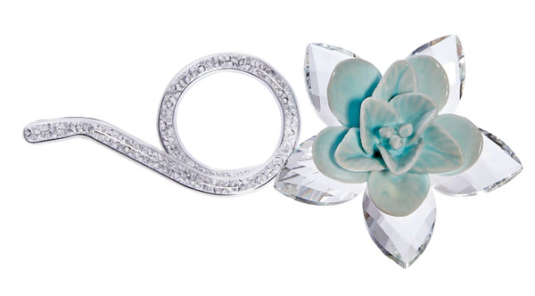 Crystal Beaded Swarovski Flower with Porcelain Aqua