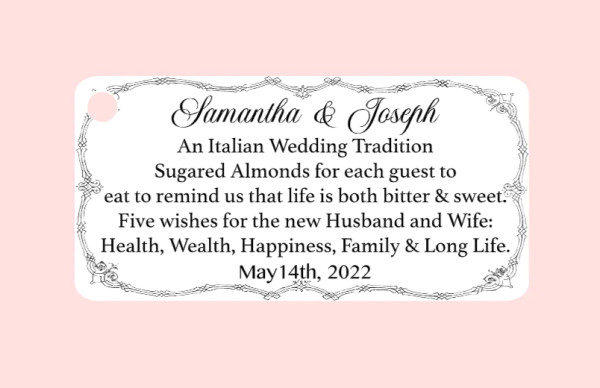 Sugared Almonds Favor Tag with Story