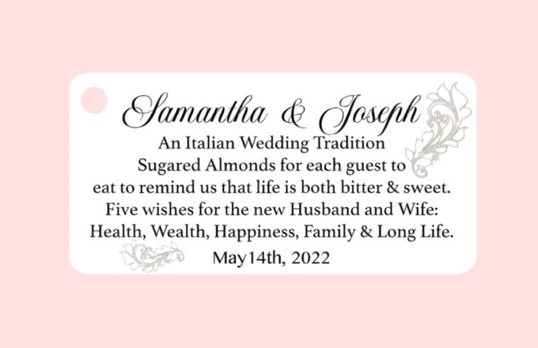 Sugared Almonds Favor Tag with Story
