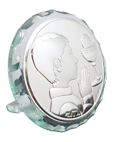 Silver Argento Crystal Holy Icon ? Communion Boy Gift