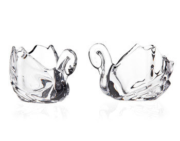 Crystal Swan Votive Holder - Set of 2