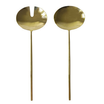 Salad Servers Gold Oval Square