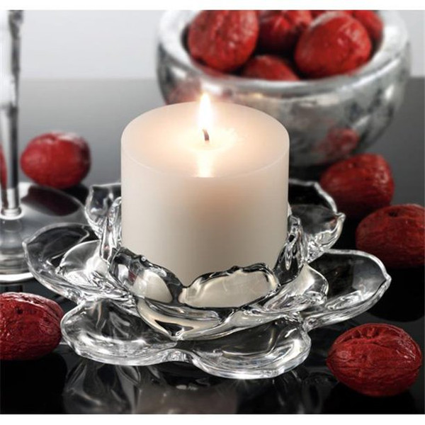 Crystal Lotus Pillar Candle Holder