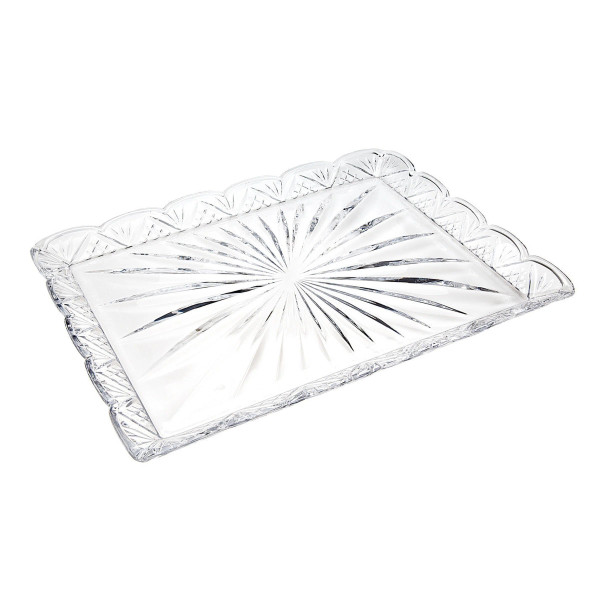 Crystal Serving Tray Scalloped Large